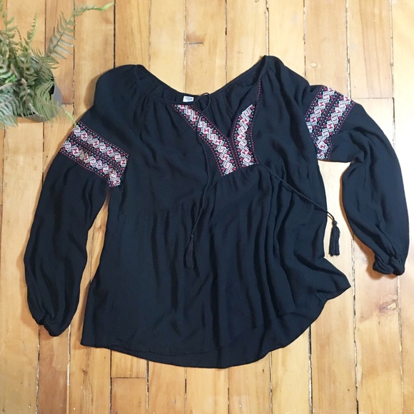 Old Navy Tops - Old Navy Boho Black Peasant Blouse Old Navy Tops - Old Navy Boho Black Peasant Blouse